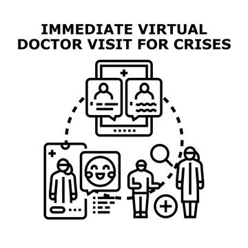 People consulting doctor virtually using telecommunication medical applicatio Illustrazione stock