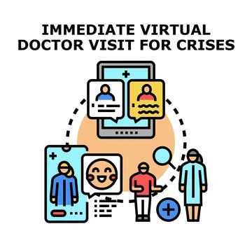 People consulting doctor virtually using telecommunication medical applicatio Stock Illustration