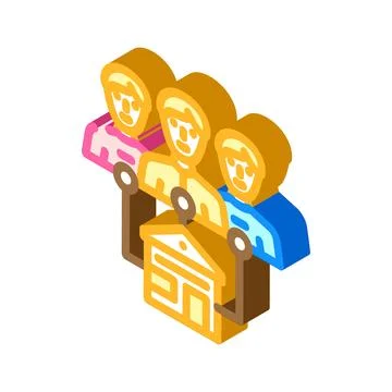 People cooperating creating a strong community building houses Stock Illustration