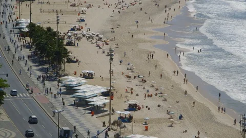 People in Copacabana Beach Stock Footage 127568617