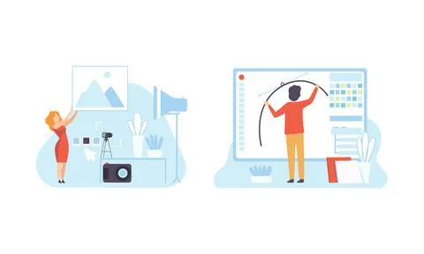 People Creating Digital Content, Technology Process of Software Development イラスト素材