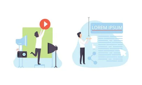 People Creating Video Content, Technology Process of Software Development Flat 스톡 일러스트