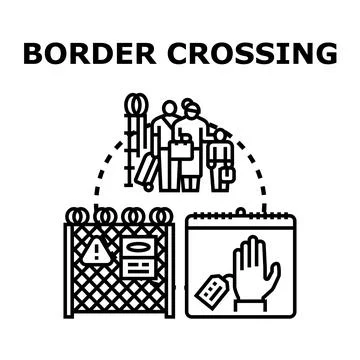 People crossing border, migration, and immigration control concept Ilustração Stock