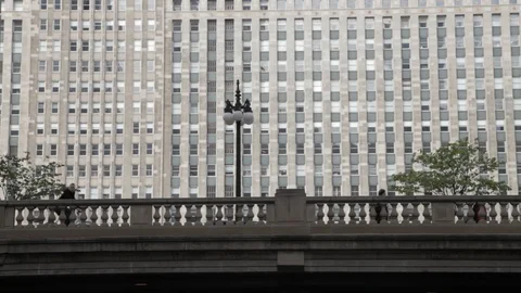 People Crossing Bridge Stock Footage 88668297