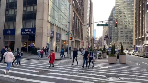 People crossing intersection in Manhattan Stock Footage 124962522