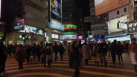 People Crossing a Pedestrian in Causeway Stock Footage