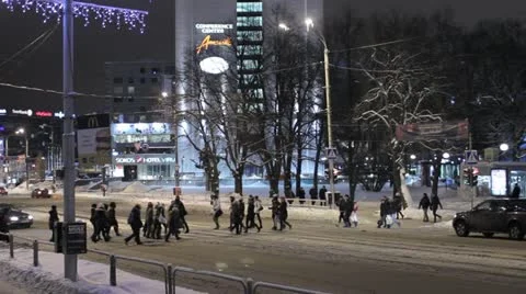 People crossing the road Stock Footage 18190257