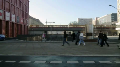 People crossing the street Stock Footage 1087663