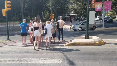 People crossing a street Stock Footage