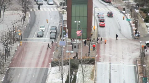People Crossing at Street Intersection Stock Footage 40712554