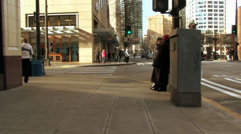 People at crosswalk Stock Footage 1075755