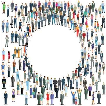 People crowd around a circle Stock Illustration