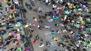 People Crowd On City Concert, Aerial View Stock Footage