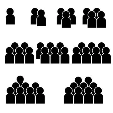 People, crowd concept.  Silhouette of groups of people. Pictograph Stock Illustration