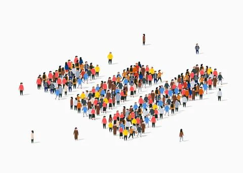 People crowd in form of growing chart. Statistic concept. Stock Illustration