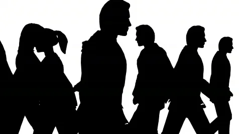 People in crowd move divergently, side view Stock Footage 510551