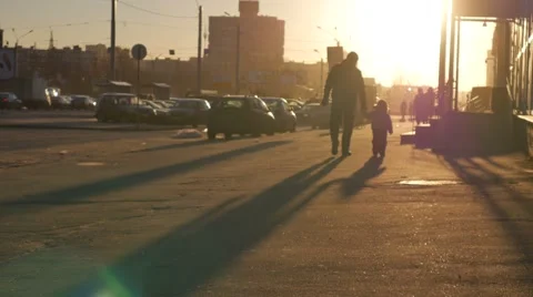 People Crowd Sunset Long Shadows Silhouettes 스톡 동영상 58697148