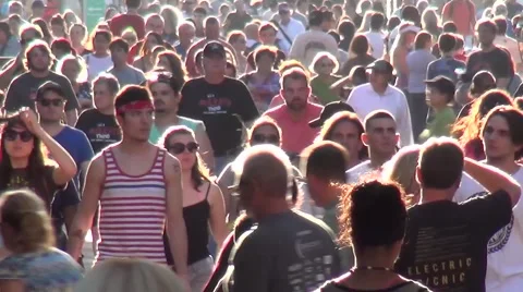 People in Crowd Walking in Sunlight Stock Footage 46010635