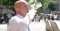 People Crowded City Center Street Hot Sunny Day Thirsted Businessman Drink Water 4k or 4k+ Resolution
