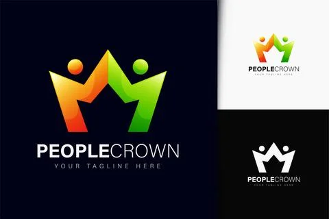 People crown logo design with gradient Stock Illustration