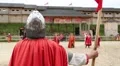 People at cultural and entertainment event in Kyivan Rus park, Kopachiv village HD Footage