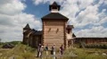 People at cultural and entertainment event in Kyivan Rus park, Kopachiv village HD Footage