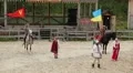 People at cultural and entertainment event in Kyivan Rus park, Kopachiv village HD Footage