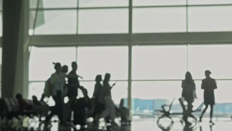 People customers walking and sitting in international airport in asian city. 스톡 동영상 119989953