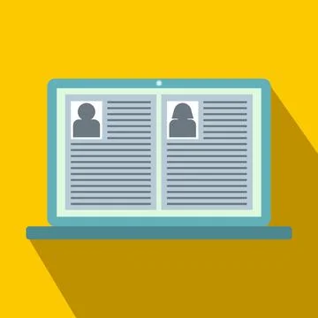 People cv on notebook icon, flat style Stock Illustration