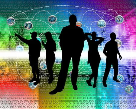 People in cyberspace Illustrazione stock