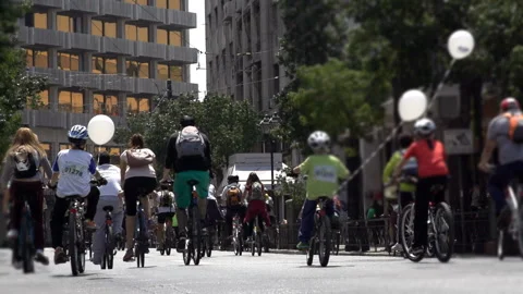 People Cycling In The City Video stock 210233953