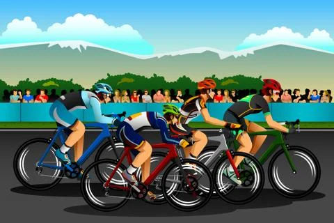 People Cycling in the Competition Illustrazione stock