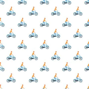 People cycling seamless pattern for active lifestyle background Stock Illustration