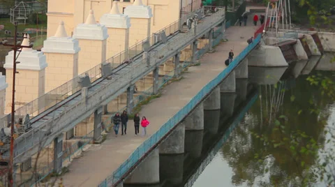 People on Dam 1 Stock Footage 31095658