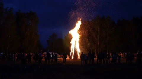 People dance around the fire Stock Footage 64958161