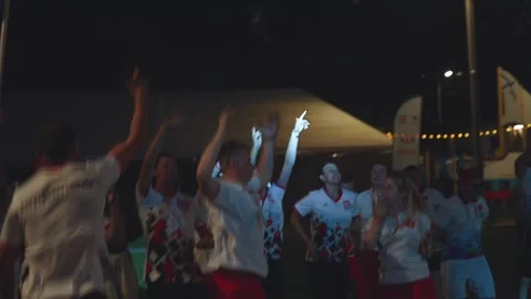People dance to the performance of a musical group Stock Footage 245833189