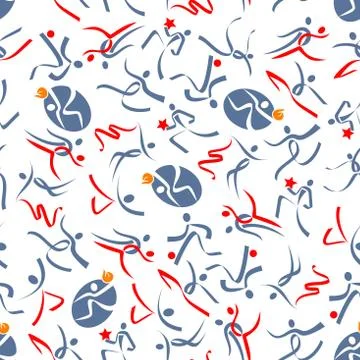 People dance in rhythmic gymnastics pattern Stock Illustration