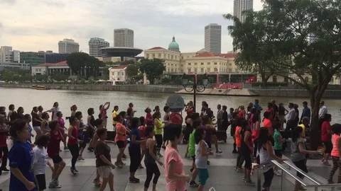 People dance on square Stock Footage 79314411