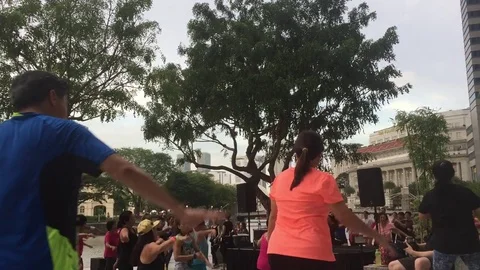 People dance on square Stock Footage 79314543