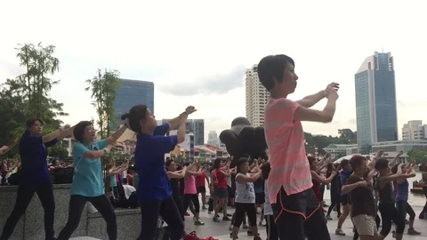 People dance on square Stock Footage 79314574