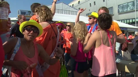 People dancing after the winning the match Stock Footage 47862039