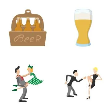 People dancing and drinking beer at celebration party Stock Illustration