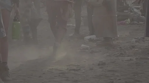 People dancing and having fun at outdoor music festival Stock Footage 122379507