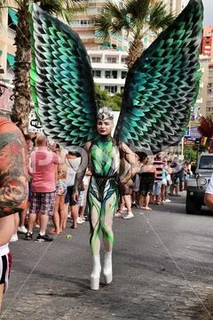 People dancing and having a good time in the Gay Pride Parade in Benidorm Stock Photos