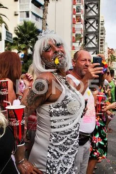 People dancing and having a good time in the Gay Pride Parade in Benidorm Stock Photos