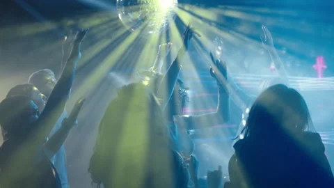 People dancing and jumping at disco Stock Footage 170187480