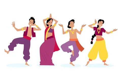 People dancing bollywood style Stock Illustration