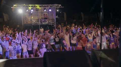 People dancing at the concert Stock Footage 58574639