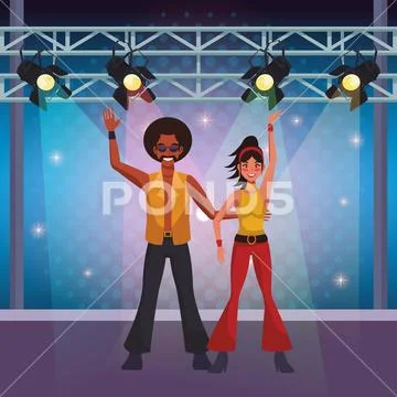 People dancing disco cartoons Stock Illustration ~ #92088080