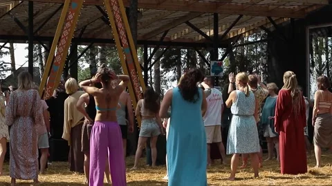 People dancing an ecstatic free dance Stock Footage 323314904